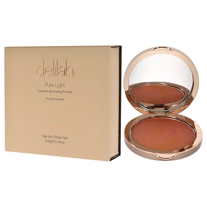 delilah - Pure Light Compact Illuminating Powder - Lustre - Lightweight, Long Lasting, Loose Setting Powder Face Makeup For Brightening And Radiant Finish - Light Coverage - Vegan-Cruelty Free-0.34 oz-Velvo Beauty