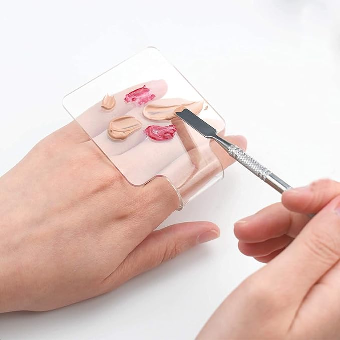 2PCS Clear Acrylic Professional Makeup Palette Handheld Cosmetic Nail Art Manicure Palette for Mixing Foundation Cosmetics Eyeshadow Cremes-Velvo Beauty