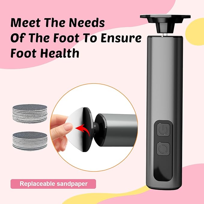 Electric Foot Callus Remover & Nail File - Electric Callus Remover for Feet, 9 Adjustable Speeds, 1800mAh Rechargeable, Portable Aluminum Body w/Type-C Charging for Home & Travel (Black)-Velvo Beauty