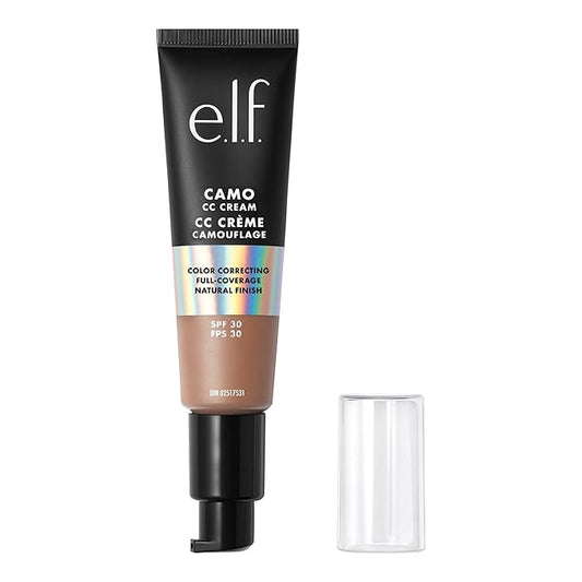e.l.f. Camo CC Cream, Color Correcting Medium-To-Full Coverage Foundation with SPF 30, Deep 540 N, 1.05 Oz (30g)-Velvo Beauty