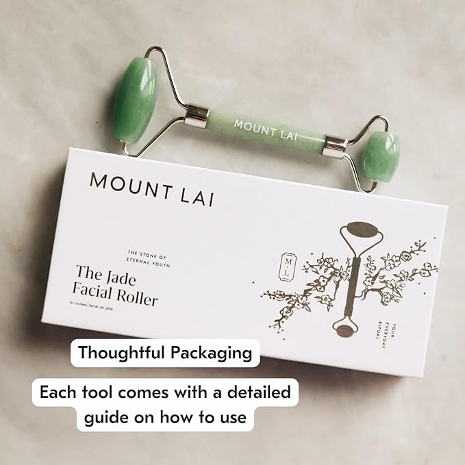 Mount Lai De-Puffing Jade Facial Roller – The Stone of Eternal Youth, Authentic Jade Face Roller for Sculpting, Soothing & Glowing Skin, Ultimate Facial Massager Tool for Self-Care Ritual-Velvo Beauty