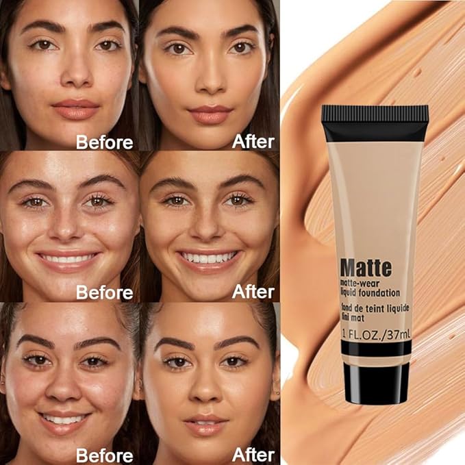 1 Pack Liquid Foundation Cream for Face Makeup,Durable Full Coverage Matte Concealer Make Up,Oil Control & Waterproof Base Primer -1 Fl.Oz-BEIGE 6#-Velvo Beauty