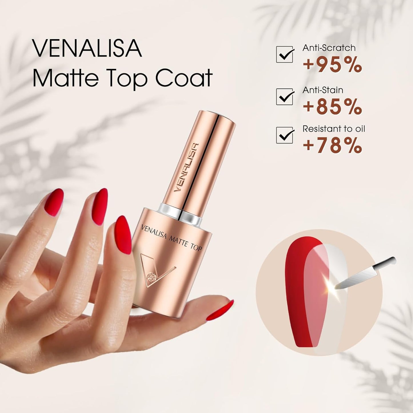 VENALISA 2 Pcs No Wipe Matte Gel Top Coat and Base Coat Set- Matte Top Coat Gel Nail Polish Kit, Soak Off Nail Art Home and Professional Manicure-Velvo Beauty
