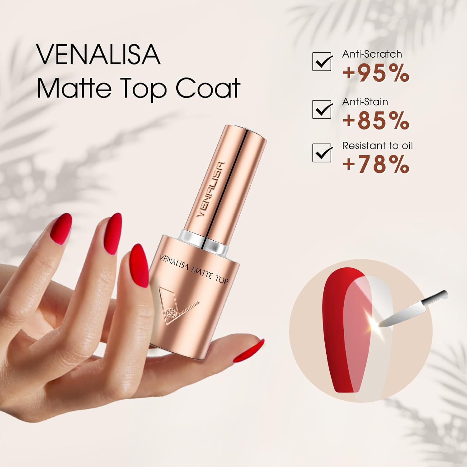 VENALISA 2 Pcs No Wipe Matte Gel Top Coat and Base Coat Set- Matte Top Coat Gel Nail Polish Kit, Soak Off Nail Art Home and Professional Manicure-Velvo Beauty