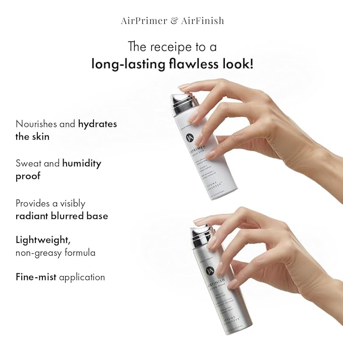 Jerome Alexander MagicMinerals Air Primer & Setting Spray Bundle – LiquidSilk Air Primer and AirFinish Setting Spray – Pore-Minimizing, Skin-Smoothing Formula for Long-Lasting, Flawless Matte Finish-Velvo Beauty