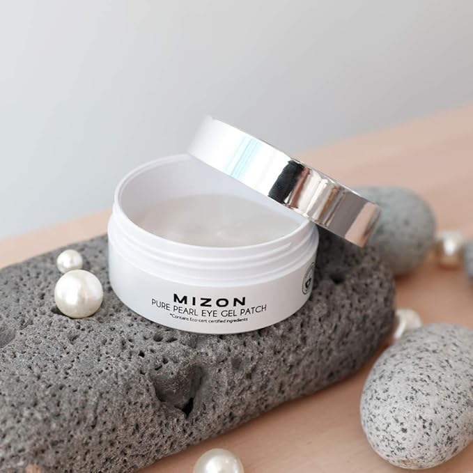MIZON Pure Pearl Eye Gel Patch with Pearl, Diamond Powder, and Niacinamide for Radiance, Firming, and Nourishment – 60pcs – Improves Dark Circles and Luminosity-Velvo Beauty