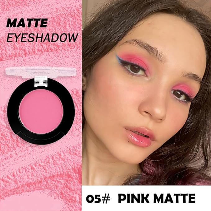 Monochrome Matte Eyeshadow Makeup Palette, Highly Pigmented Pink Red Eyeshadow Palette, Matte Pressed Powder Eye shadow Make up, Single Vegan Eye Shadow, Daily Evening Women Girls Makeup Eyeshadow 5#-Velvo Beauty