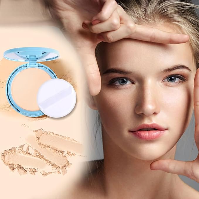 Maycheer Face Powder- Lasting Waterproof Face Powder-Maycheer Setting Powder Oil Absorbing Compact for Face (02, M)-Velvo Beauty