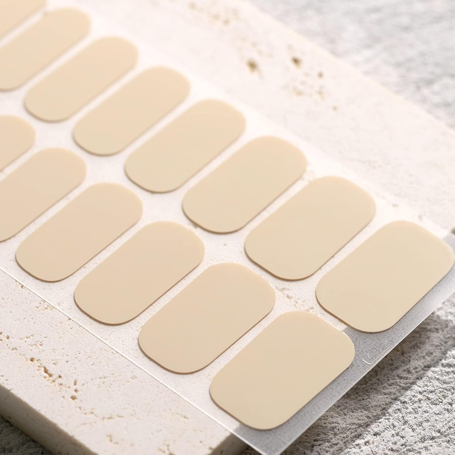 Nail Polish Strips, 32PCS Salon Quality Wraps, Long Lasting Gel Nail Stickers for Women Easy Apply& Remove (Nude Light Beige)-Velvo Beauty