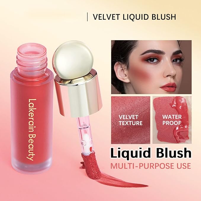 Liquid Blush for Cheeks, Soft Cream Face Blush Makeup, Natural Matte Finish Looking, Smudge Proof, Moisturizing Face Blush Stick for Cheek Tint-Velvo Beauty