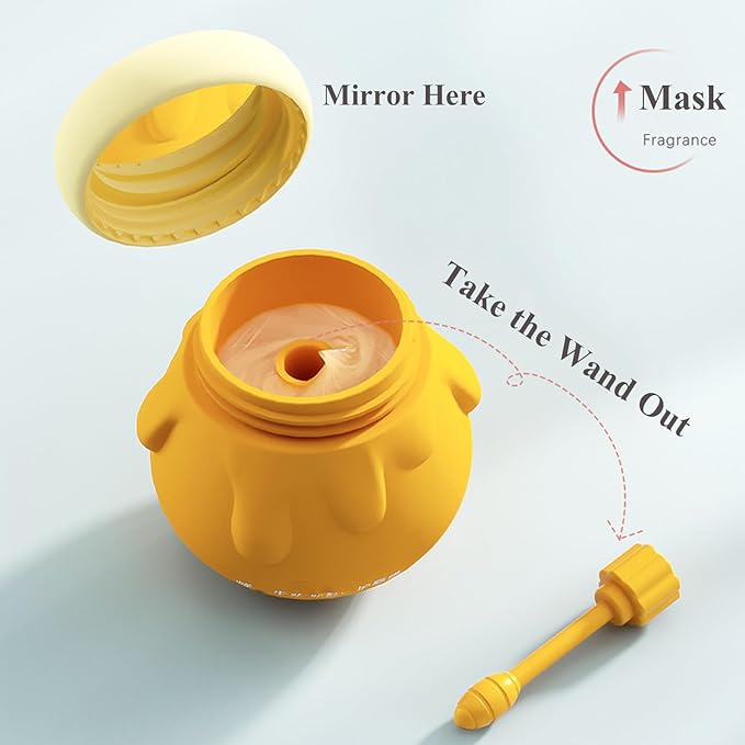 Honey Lip Mask, 3 In 1 Cute Hydrating Lip Mask for Women Girls, Honey Lip Balm with Wand, Milk Lip Masks for Dry Lips, Day and Night Night Lip Mask, Skin Care Lip Mask with Mirror-Velvo Beauty