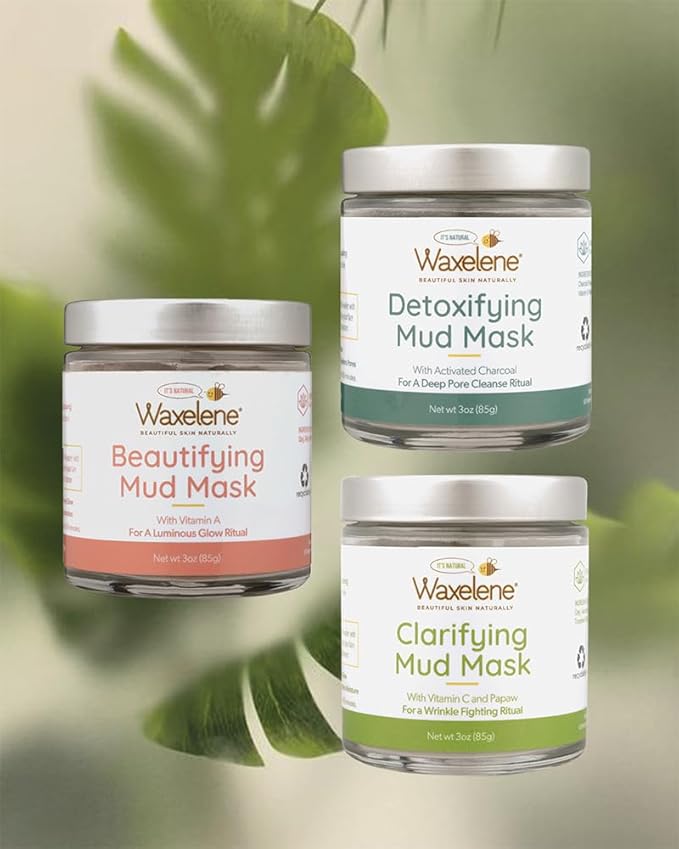 Waxelene Clarifying Mud Mask Dry Blend - Wrinkle Fighting Ritual Cleans Pores Hydrates Nourishes Skin Vitamin C Papaw Bentonite French Green Clay-Velvo Beauty