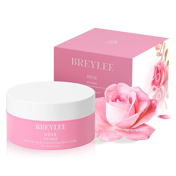 BREYLEE Pink Rose Eye Mask– 60 Pcs - Puffy Eyes and Dark Circles Treatments – Look Younger and Reduce Wrinkles and Fine Lines Undereye, Improve and Firm eye Skin - Pure Natural Material Extraction-Velvo Beauty
