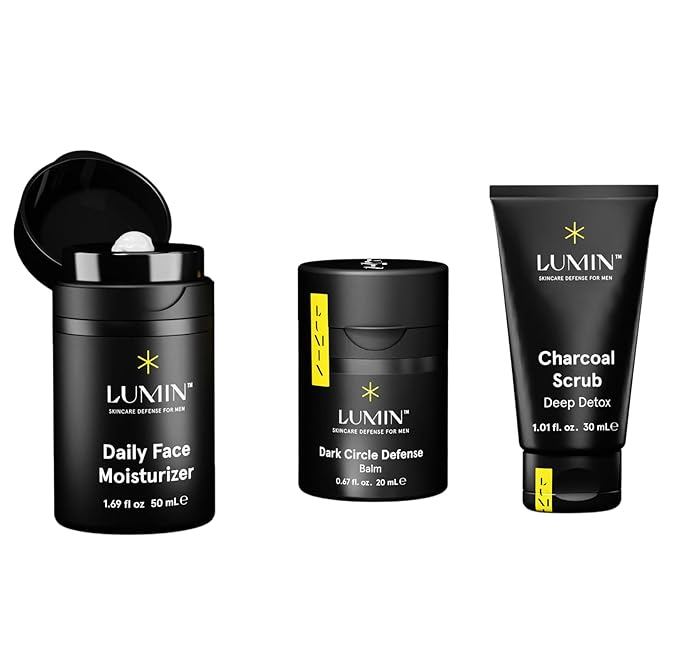 Lumin Skin Care Set Routine for Men - Boss Trio - Men's Facial Care Kit, Men's Skincare Routine Banish Dark Circles, Puffiness, Clogged Pores - 2 Month Supply-Velvo Beauty