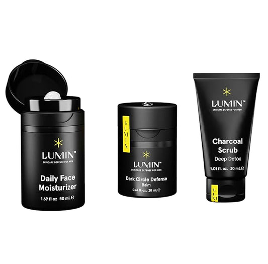 Lumin Skin Care Set Routine for Men - Boss Trio - Men's Facial Care Kit, Men's Skincare Routine Banish Dark Circles, Puffiness, Clogged Pores - 2 Month Supply-Velvo Beauty