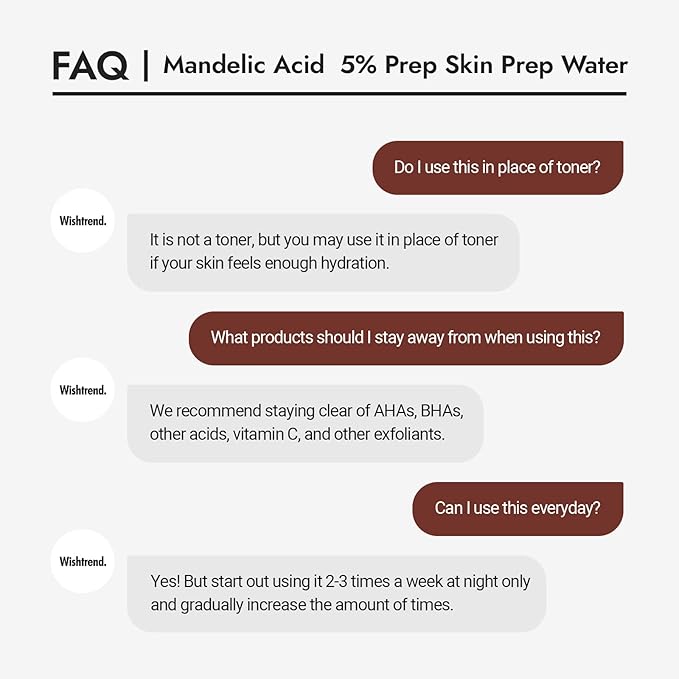 BY WISHTREND Mandelic Acid 5% Skin prep Water, Gentle Skin Renewal, Korean Exfoliator, Aha Bha Toner, for Sensitive Skin, Helping clogged pores, Glow up (4.1 Fl Oz (Pack of 1))-Velvo Beauty