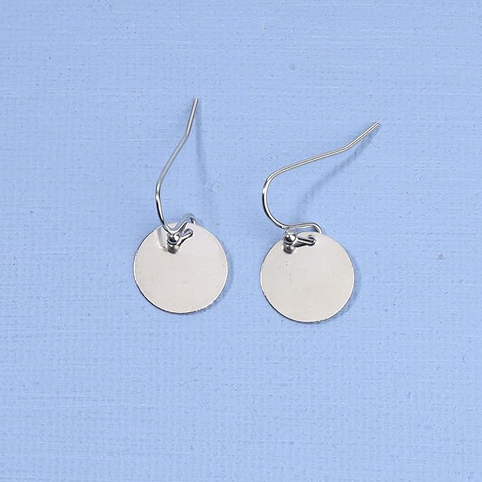 Boho Disc Coin Drop Earrings Tiny Circle Dangle Earrings Silver Smooth Coin Hook Earrings Minimalist Geometric Earrings for Women and Girls-Velvo Beauty
