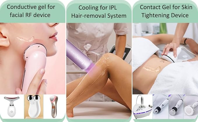 Preparation Gel – RF Conductive Gel with Hyaluronic Acid for Use With Radio Frequency Face and Body Machines, Skin Cooling Gel Primer for IPL Hair Removal Device-Velvo Beauty