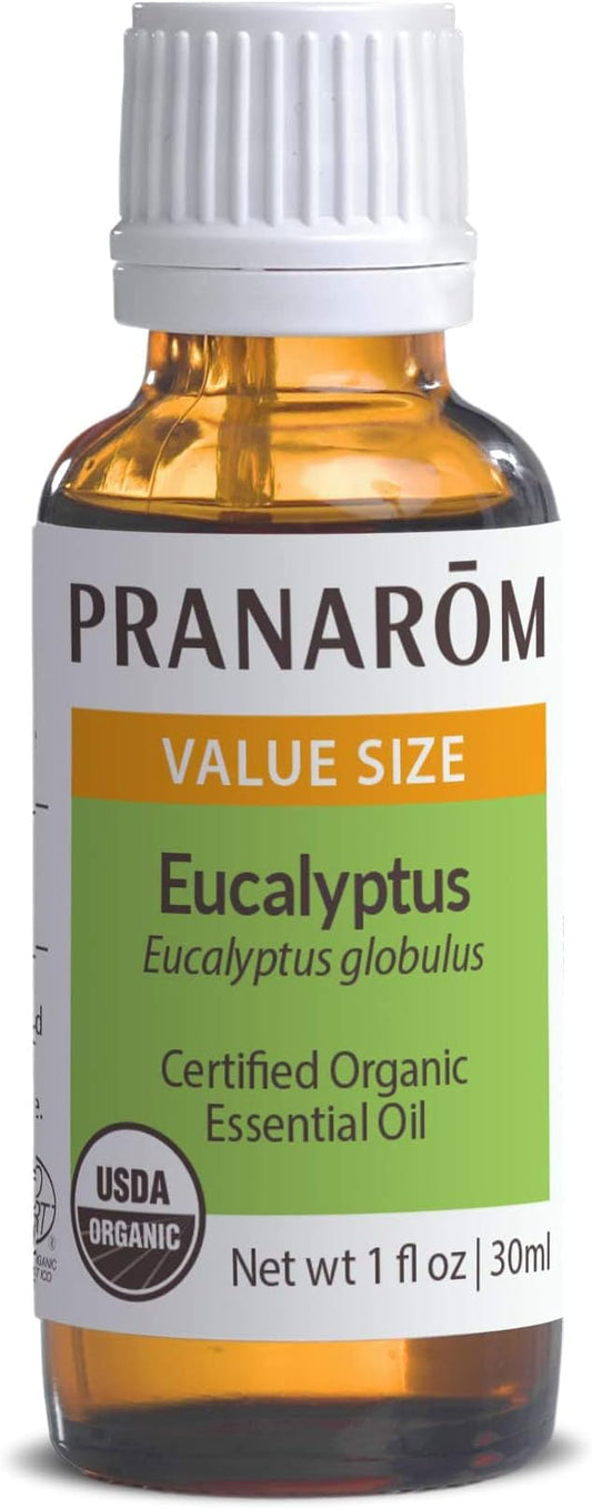 Pranarom USDA Certified Organic Eucalyptus Globulus Essential Oil (30ml), 100% Pure Undiluted Therapeutic Grade from Portugal for Aromatherapy, Diffuser, Topical Care, Relaxation-Velvo Beauty
