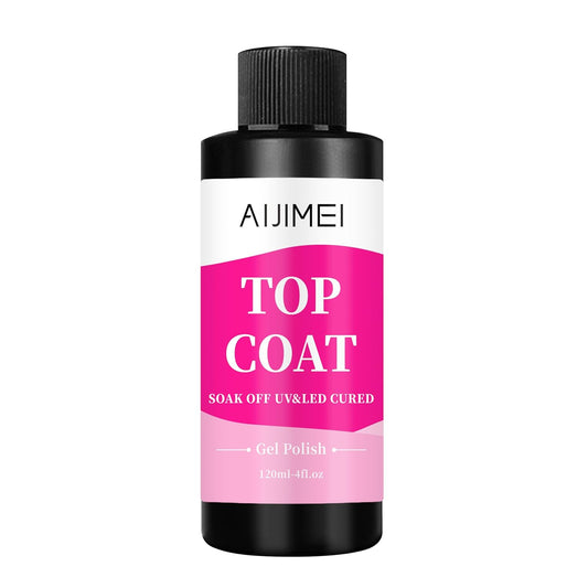 AIJIMEI 120ml Top Coat Nail Polish Premium Gel Top Coat 4 Fl Oz Long Lasting,Top Coat for Gel Nail Polish – Nail Art Topcoat for Salon-Grade Nails at Home-Velvo Beauty