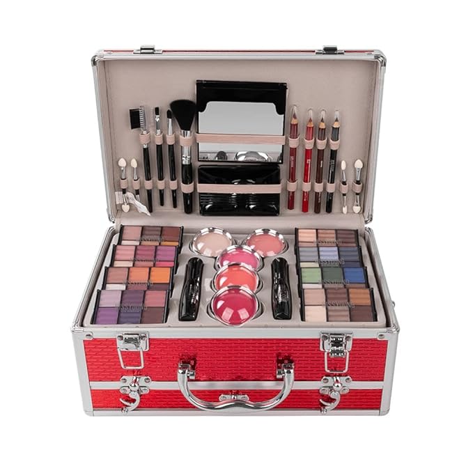 Make-up Box Set Multi-purpose Cosmetic Storage Beauty Case Professional Contain Eyeshadow Concealer Lip gloss Blusher Compact Powder Eyebrow and Makeup Pencil Brush #3-Velvo Beauty