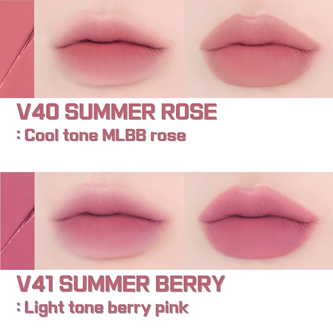 BBIA Last Velvet Tint - Soft & Creamy Matte Finish Lip Stain, Blur Effect with Velvety Texture, Long-Lasting, High Pigment, Lightweight, Non-Drying, Vegan, Korean Lip Makeup (V41 SUMMER BERRY)-Velvo Beauty