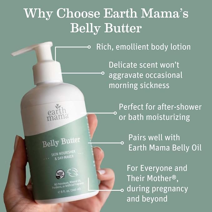 Earth Mama Pregnancy Pampering Gift Set|Organic Body Wash, Belly Butter, Lip Balm Set, Mini Deodorant Pack, Herbal Tea, Belly Oil & Sunscreen, 7 Pcs-Velvo Beauty