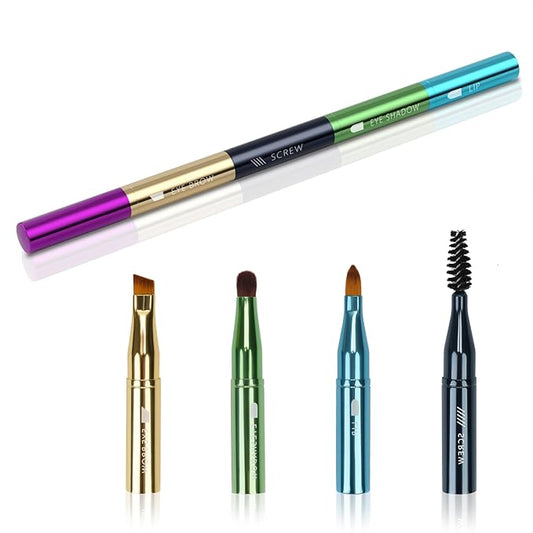 Unaone 4 in 1 Makeup Brush - Lip Brush for Lipstick, Eyebrow, Eyeshadow, Spiral Eyebrow Portable Detachable Multi-functional Lipstick Brush for Makeup-Velvo Beauty