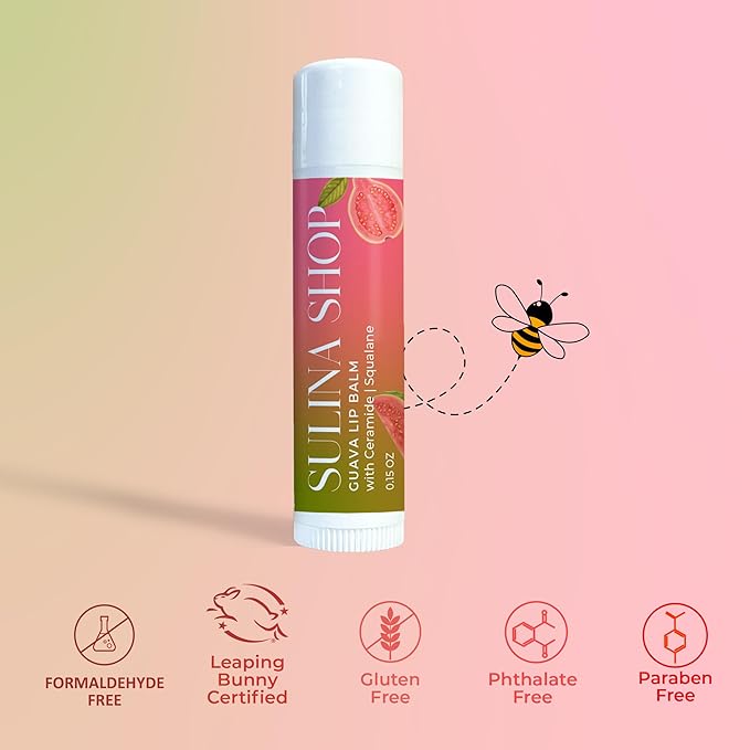 Guava Lip Balm Hydrating for Dry Lips - Natural Lip Moisturizer with Ceramide, Squalane & Castor Oil, Protects Lip Barrier, Lip Care for Chapped Lips, Lip Repair - 0.15 Fl oz-Velvo Beauty