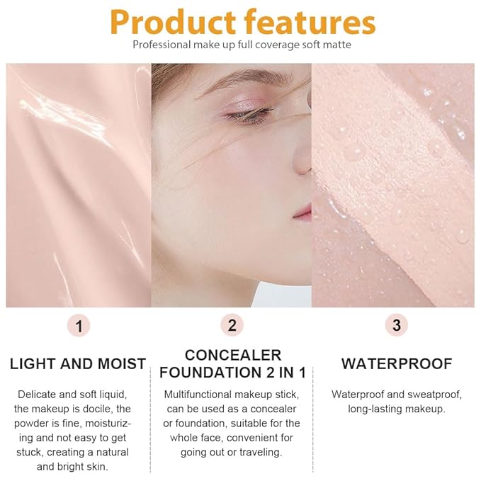 2 Pack Liquid Foundation Cream with Foundation Brush for Face Makeup,Durable Full Coverage Matte Concealer Make Up,Oil Control & Waterproof Base Primer -1 Fl.Oz (#01)-Velvo Beauty