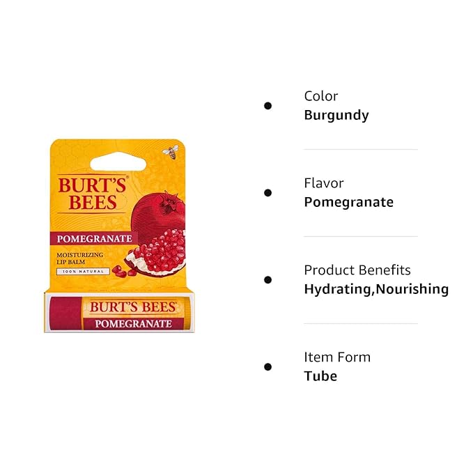Burt's Bees Lip Balm, Pomegranate Oil, 0.15 Ounce (Pack of 12)-Velvo Beauty