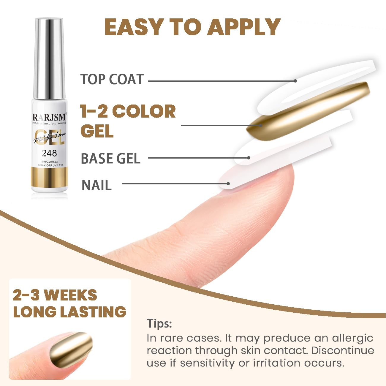 RARJSM Metallic Gel Liner Nail Art Silver Bronze Gold 2pcs Set Mirror Chrome 3D Effect Gel Nail Polish 8ml Build in Thin Brush Metal Painted Drawing Stripper Gelpolish Curing Requires for Home Salon-Velvo Beauty