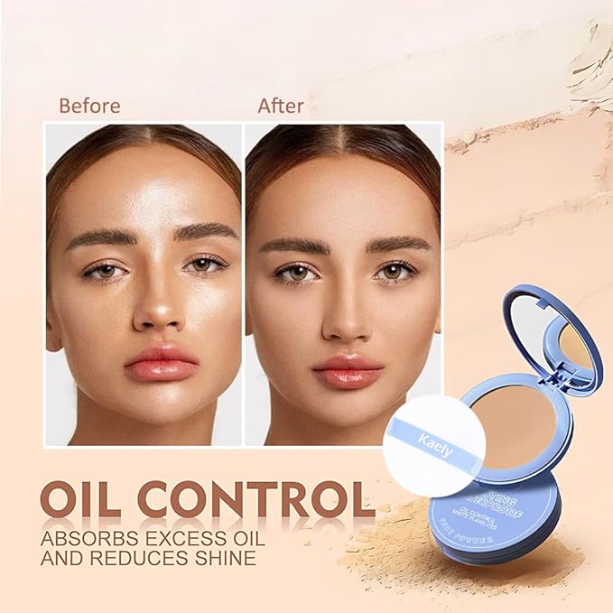evpct Kaely Oil Control Pressed Face Powder, Get Smooth Flawless Fine Lines and Lightweight Finishing Foundation, Control Shine Long Lasting Waterproof Face Setting Powder Cosmetic, 11 Radiant Honey-Velvo Beauty