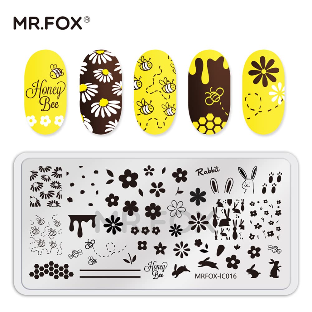 MR.FOX Nail Stamping Plate Set, 5Pcs Nail Art Stamp Kit Templates for Women with Plenty of Images-Velvo Beauty
