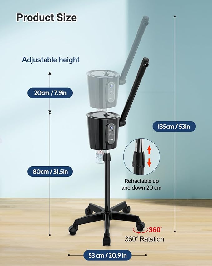 Kingsteam Professional Facial Steamer with Ozone - Ionic Nano Hot Mist Steamer with Large Capacity and 30-Min Timer for Estheticians, Beauty Salons, and Home Skin Care Use-Velvo Beauty