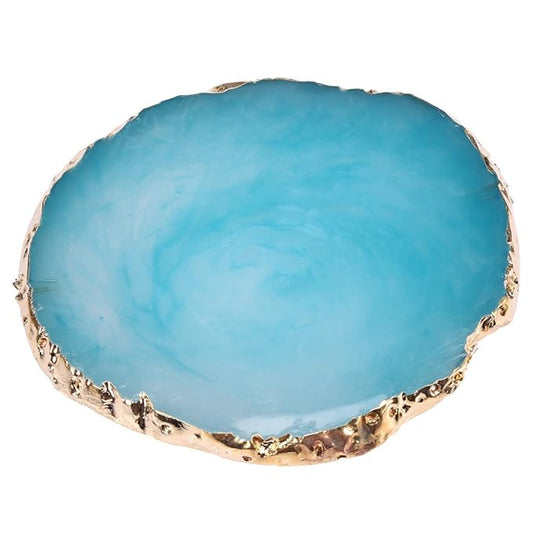 Nail Art Palette, Natural Resin Stone Nail Art Palette for Painting Placing Things Making Nail(Blue)-Velvo Beauty