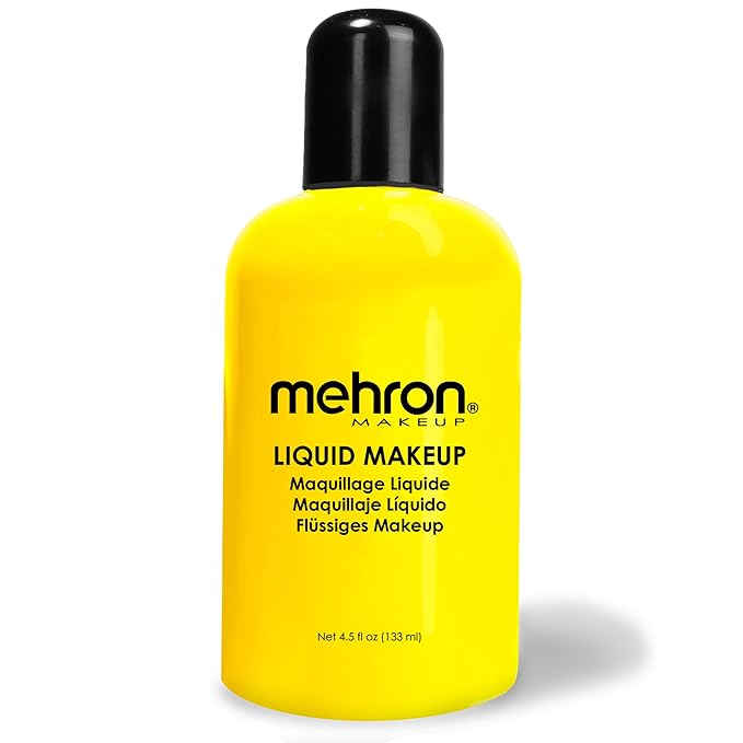 Mehron Makeup Liquid Makeup | Face Paint and Body Paint Perfect for Halloween, Cosplay I Air Brush Compatible 4.5 oz (133 ml) (Yellow)-Velvo Beauty