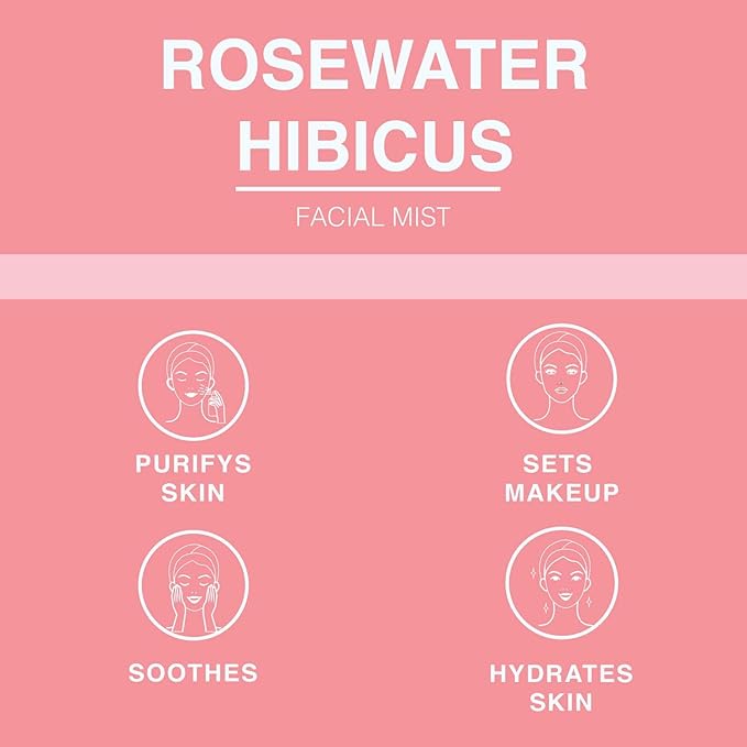 Rose Water Spray for Face & Body Refreshment with Moisturizing Hyaluronic Acid and Hibiscus water | Instant Hydration, Cooling, Calming & Conditioning (8 FL OZ)-Velvo Beauty