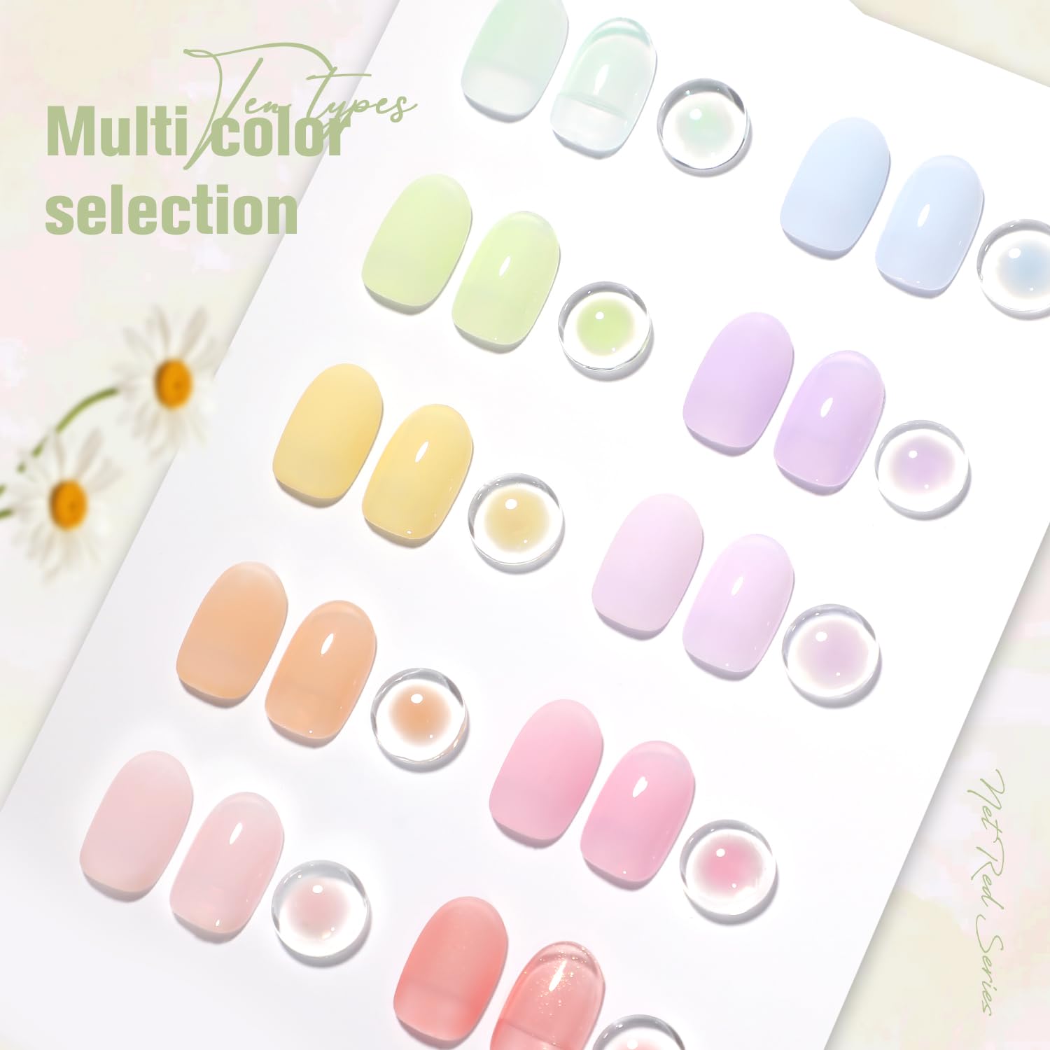 Jelly Pastel Gel Nail Polish Set 10Pcs Candy Colors Collection,Translucent Spring Summer nail gel polish Manicure at Home DIY Easter Mother's Day Gifts-Velvo Beauty