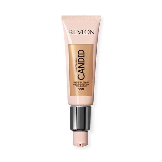 Revlon PhotoReady Candid Natural Finish Foundation with Anti-Pollution, Antioxidant, Anti-Blue Light Ingredients, Fluid 300 Dune, 0.75 Fl Oz-Velvo Beauty