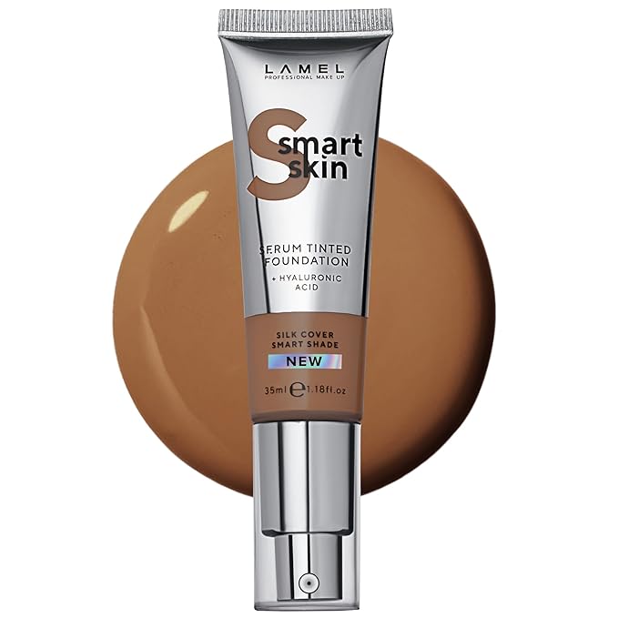LAMEL Smartskin Serum Tinted Foundation - Hydrating & Nourishing - Hypoallergenic & Skin-Caring - Color Correcting - Anti-Aging Formula with Hyaluronic Acid, 410-1,18 fl.oz-Velvo Beauty