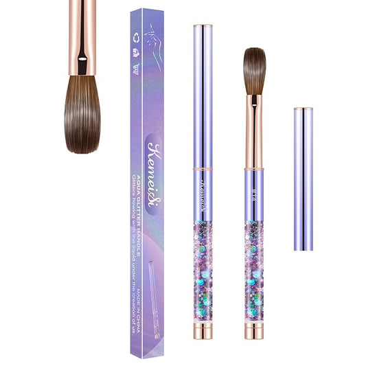 Acrylic Nail Brush Size #14, KEMEISI 100% Pure Kolinsky Nail Art Brushes Sturdy Handle Oval Shaped Acrylic Powder Nail Design Tools for Professional Manicure DIY Home Salon (Purple)-Velvo Beauty