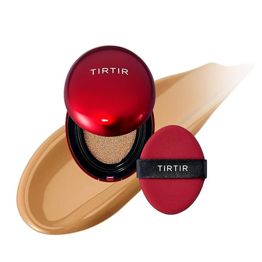 [*Mini Size*] TIRTIR Mask Fit Red Cushion Foundation | Full coverage, Weightless, Skin fit, Satin Glow Finish, Korean Makeup, beauty, Tattoo cover up, Buildable (#31N French Beige, 0.15 Fl Oz)-Velvo Beauty
