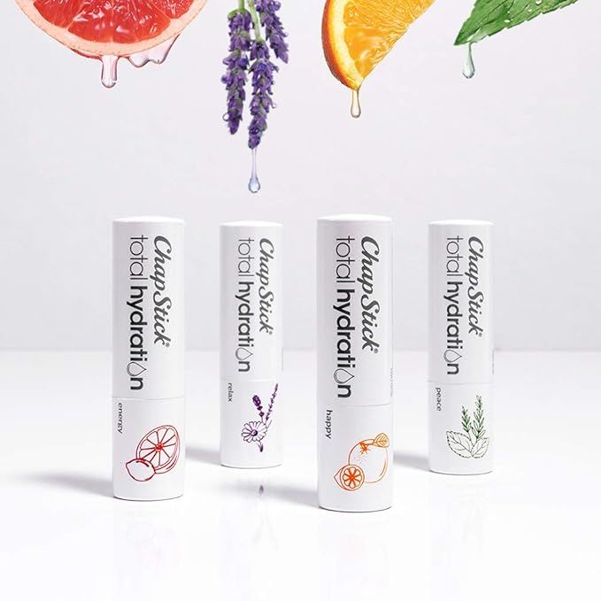 ChapStick Total Hydration Essential Oils Peace Lip Balm, Rosemary + Peppermint Lip Balm Tube, Lip Care - 0.12 Oz-Velvo Beauty
