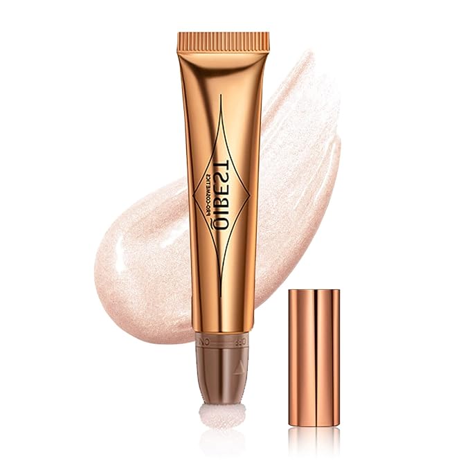 MEICOLY Liquid Highlighter Beauty Wand,Highlight Stick with Cushion Applicator,Lightweight Super Silky Cream Face Illuminator Highlight Make up,04 Pearl White-Velvo Beauty