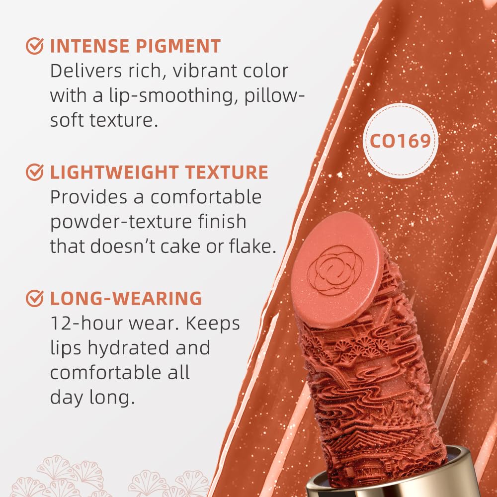 Catkin Moist Lipstick Hydrating High Impact Color Infused with Vitamin E and Avocado Oil Smooth Soft Texture Long Lasting Glow Finish 169-Velvo Beauty