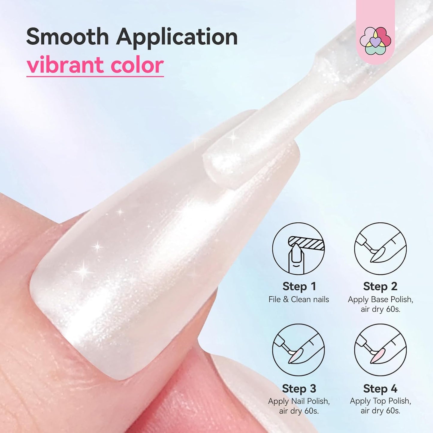 SAVILAND Color Artistry Pearl White Nail Polish - 7 Days Shimmer Aurora Finish Fingernail Polish, Ultra Quick -Dry & Long-Lasting Glossy Toe Nail Lacquer for Salon Manicures & Pedicures DIY Nail Art-Velvo Beauty