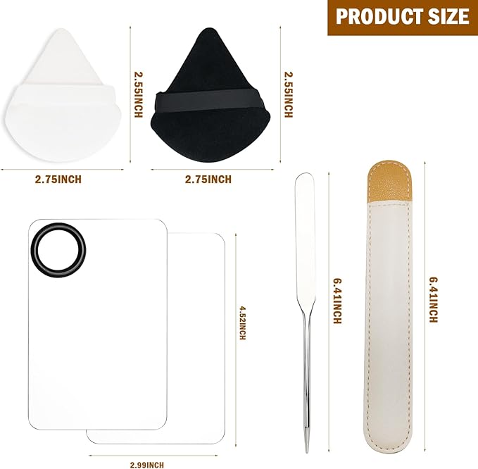 Makeup Spatula and Palette Set Facial Foundation Makeup Tools and Powder Puff Stainless Steel Mixing Spatula for Professional Makeup Nail Art-Velvo Beauty