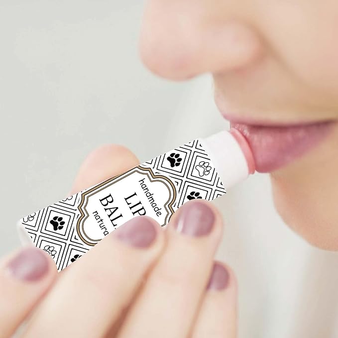 CRASPIRE 80Pcs 8 Styles Lip Balm Sticker Vintage Pattern Self-Adhesive Homemade Lip Balm Labels Vintage Square DIY Label Stickers for Lip Balm Containers Cosmetics Lipsticks-Velvo Beauty