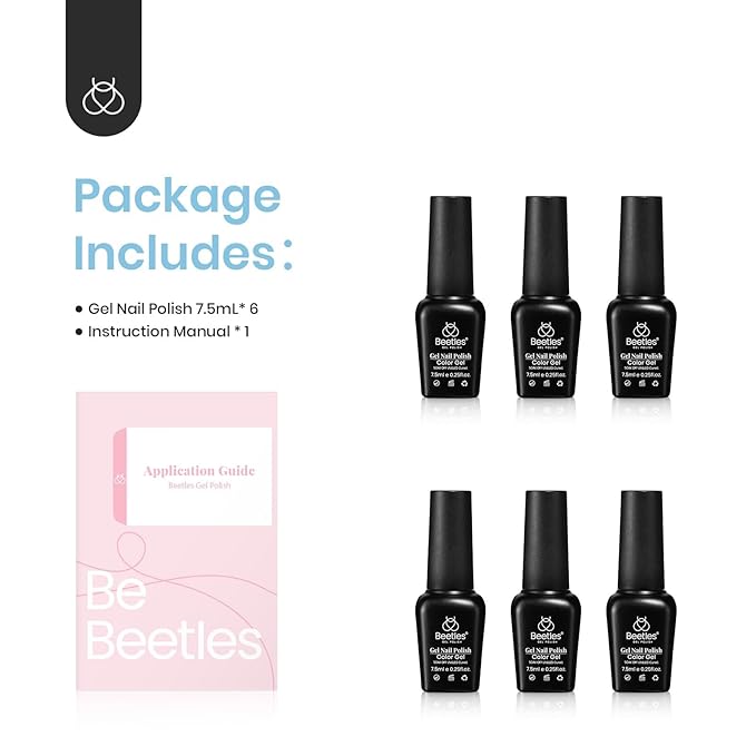 beetles Gel Polish Nail Set 6 Colors Ultimate Morandi Nude Pink White Blue Pastel Gel Nail Polish 6 Colors Daydream Verses Collection Soak Off Uv Diy Manicure Kit New Nail Trend for Women Girls-Velvo Beauty
